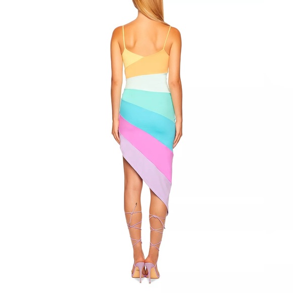 Susana Monaco Rainbow Asymmetric String Dress Sz XS - Picture 2 of 10